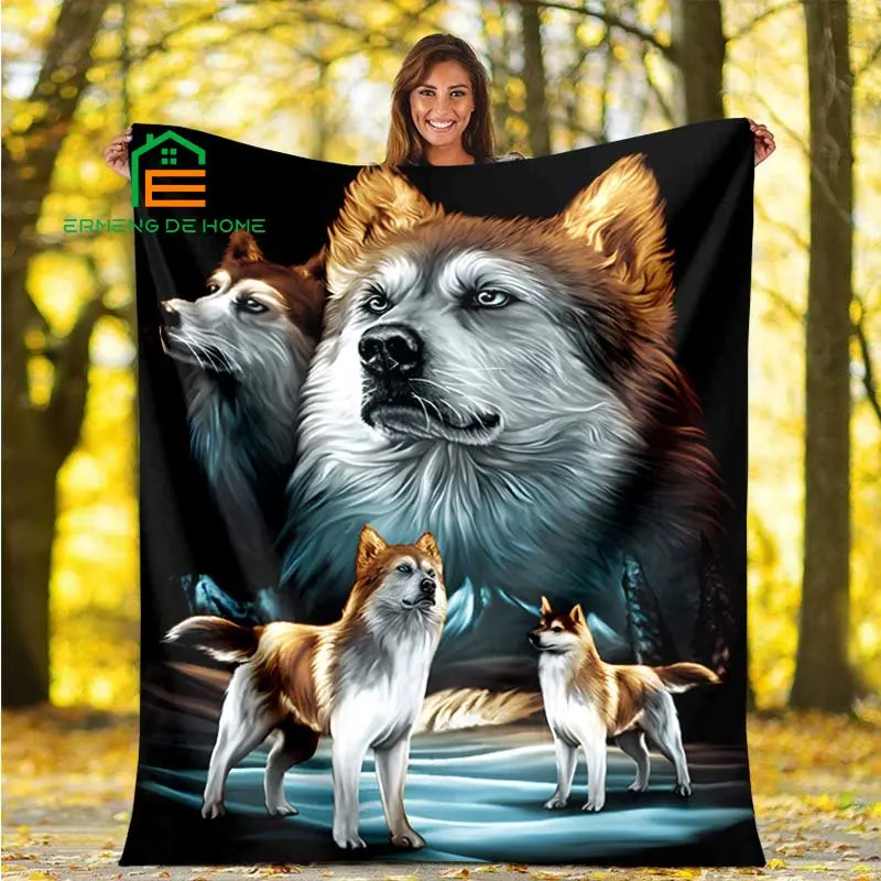 

Animal Wolf Pattern Throw Blanket Warm Blanket for Home, Picnic, Travel, Office,Plane for Adults, Kids, Elderly 6 Sizes
