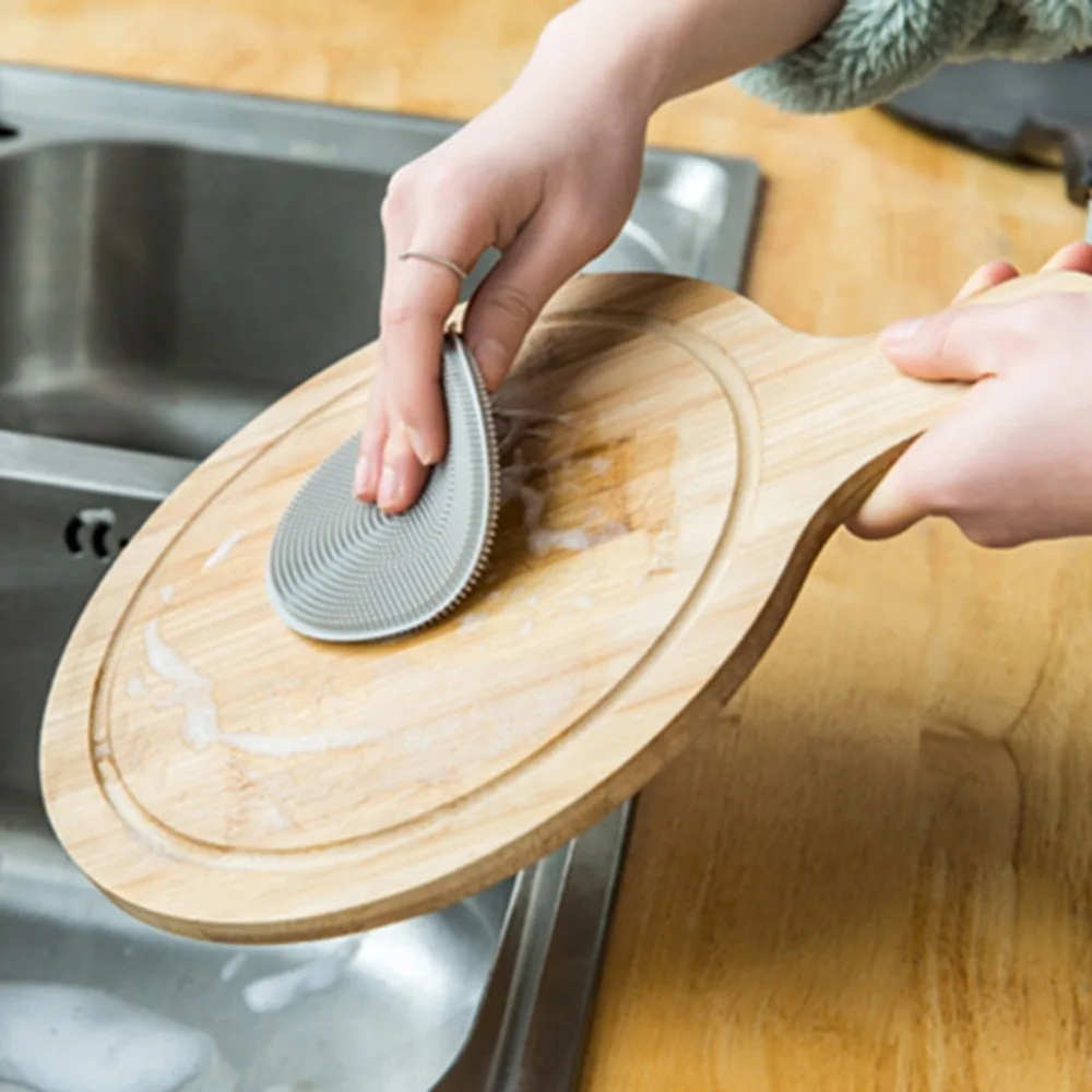 Двусторонняя многоразовая пищевая щетка круглой формы для фруктов и овощей