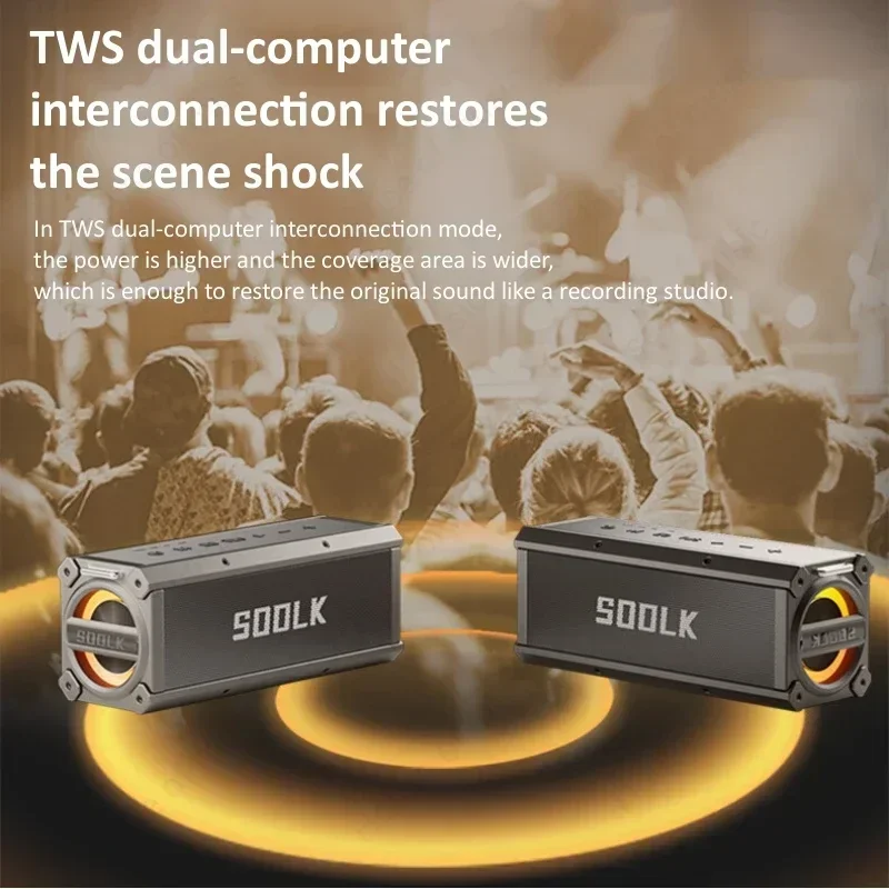 Фото SODLK T200PLUS 120 Вт Мощная Bluetooth-колонка для домашнего кинотеатра, стереосистема, беспроводной сабвуфер для улицы, портативный TWS-аудиоплеер с микрофоном №4