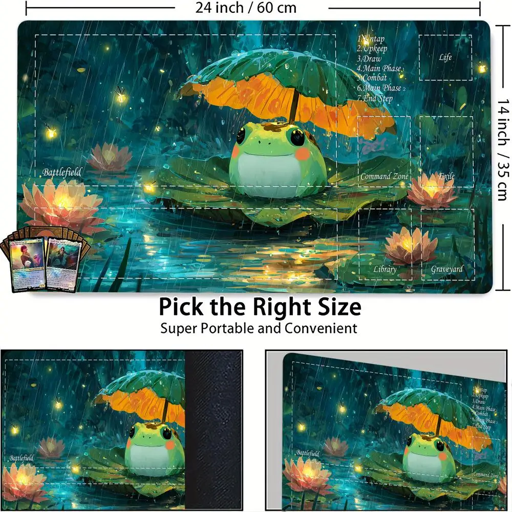 Фото Игровой коврик Lotus Pond and Frog MTG для карточных игр Magic: The Gathering с прошитыми краями, нескользящий, прочный, настольный коврик для настольных игр TCG №3