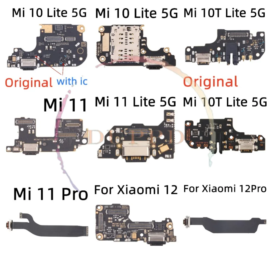 Фото Зарядное устройство USB, зарядный порт, док-разъем для Xiaomi Mi 10 10T 11 Lite 12 Pro CC9 с материнской платой, гибкий кабель №1