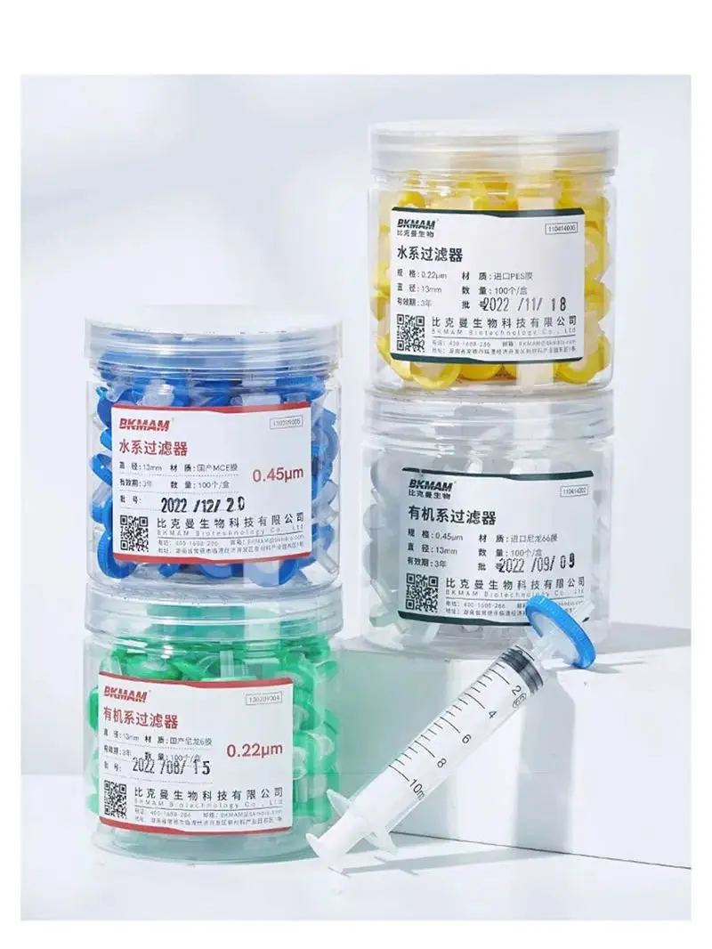 Фото Лабораторные одноразовые игольчатые фильтры DXY PES/PTFE/MCE, 13 мм/25 мм, мембранные фильтры для шприцев, 100 шт./лот №1