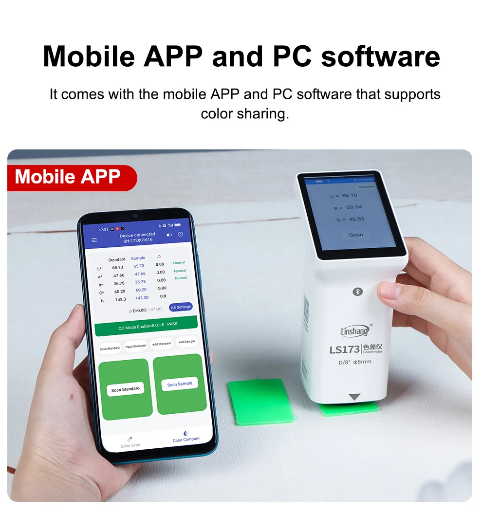 LS173 портативный колориметр Bluetooth для измерения цвета