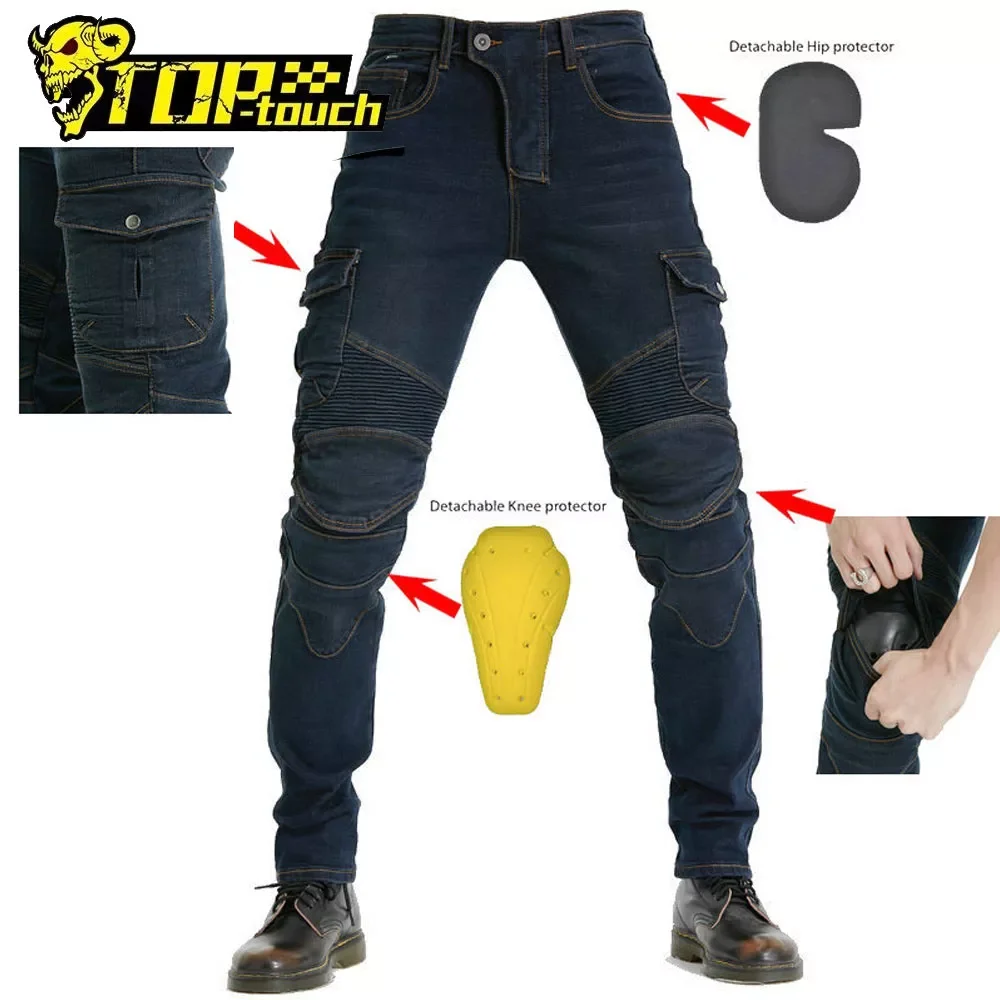 

Summer Motorcycle Riding Pants Moto Pantalon Jeans Protective Pants Motocross Racing Denim Jeans With Mesh 4 X Knee Hip Pads