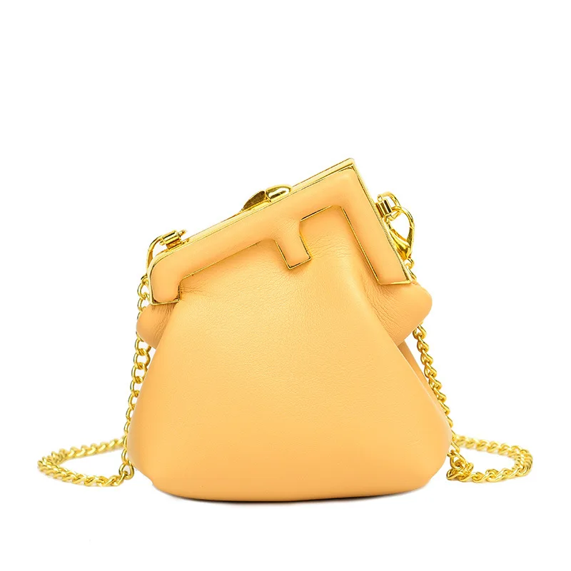 New Ins Women's Mini Metal clip Bag Niche Personality Design Portable Handbag High Quality Lipstick Messenger Bag Shoulder Bag