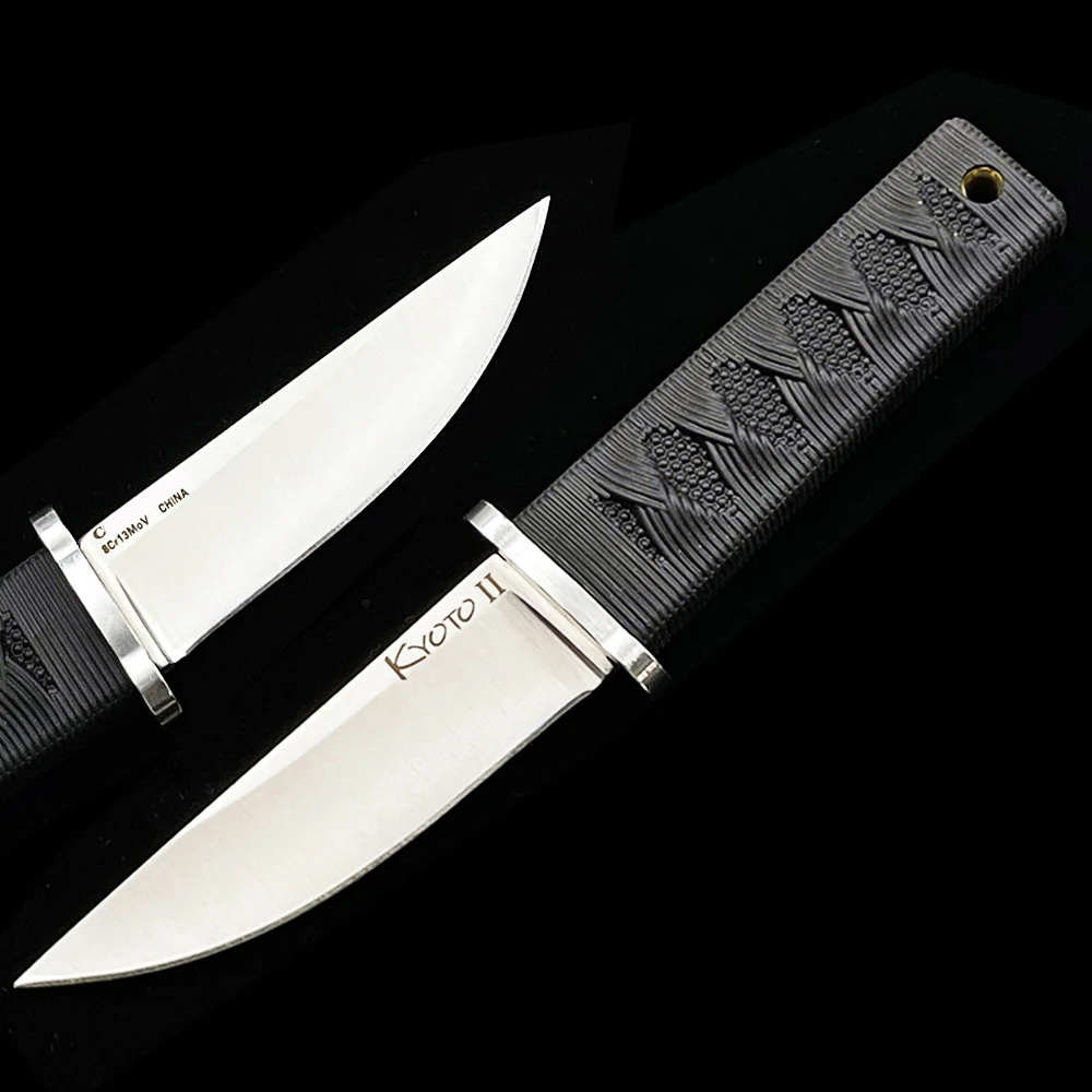 

DuoClang 17DB Kyoto II Fixed Blade Knives Cold Steel 8Cr13Mov, Long Kray-Ex Handle Survival Knife with Sheath