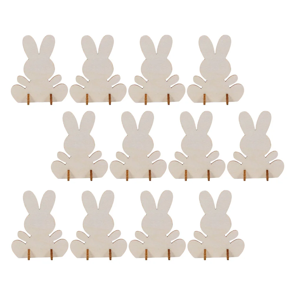 

16pcs DIY Easter Bunny Decoration Wooden Chips Wooden Rabbits Ornaments