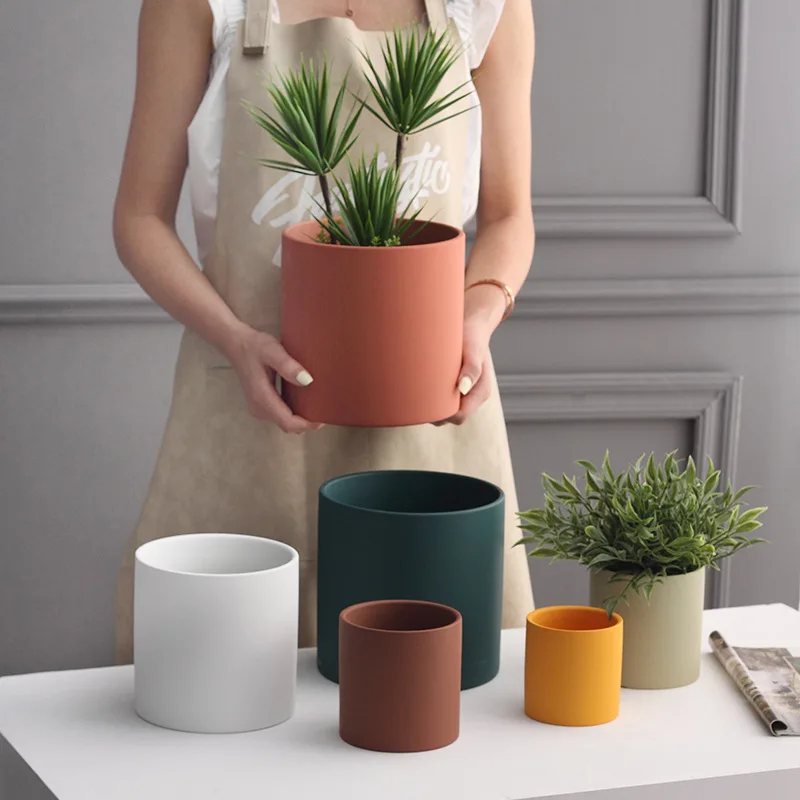 Nordic Ins Simple Ceramic Flowerpot Morandi Style Fleshy Green Flowerpot Modern Personalized Green Rose Plate