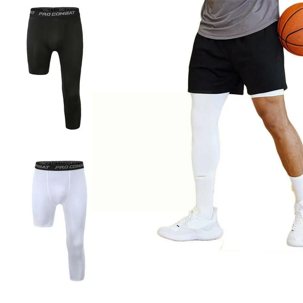 

Men Basketball Tights Pants Compression Cropped One Running Jogging Training Leg Leggings Fitness Trousers Sport Pants Bott E9I7