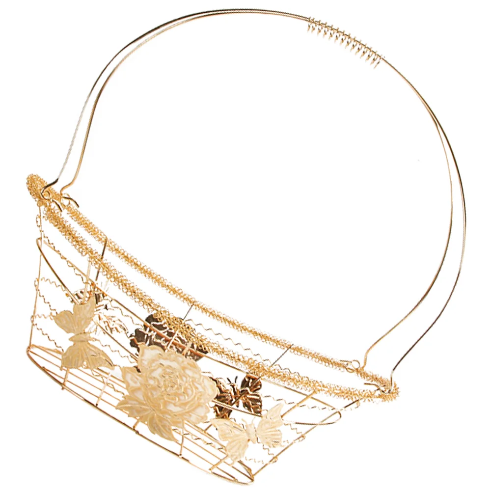 

Basket Fruit Egg Wire Bowl Vegetable Storage Container Holder Gifts Emptybaskets Bread Hollow Kitchen Metal Snack