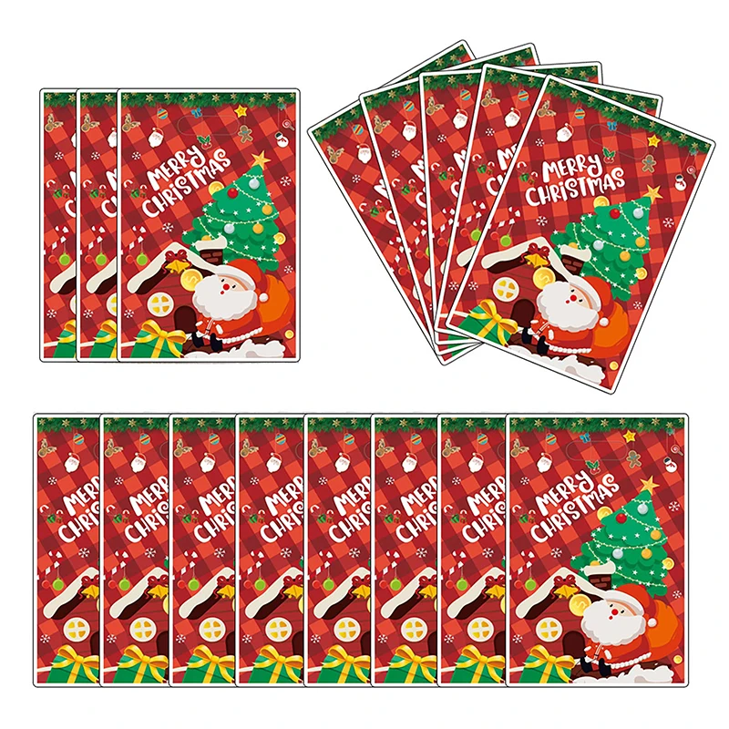 

10pcs Christmas Candy Cookie Bag Xmas Santa Claus Elk Gift Bag Kid Snack Food Home New Year Party Decor Ornament