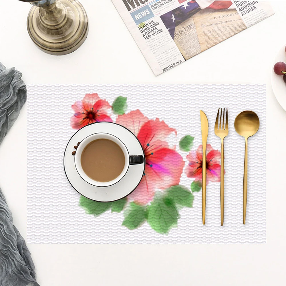 

Flower Table Bowl Mat Placemat Coasters Tableware Mat Pad for Home Wedding Party Placemat for Dining Table Pads