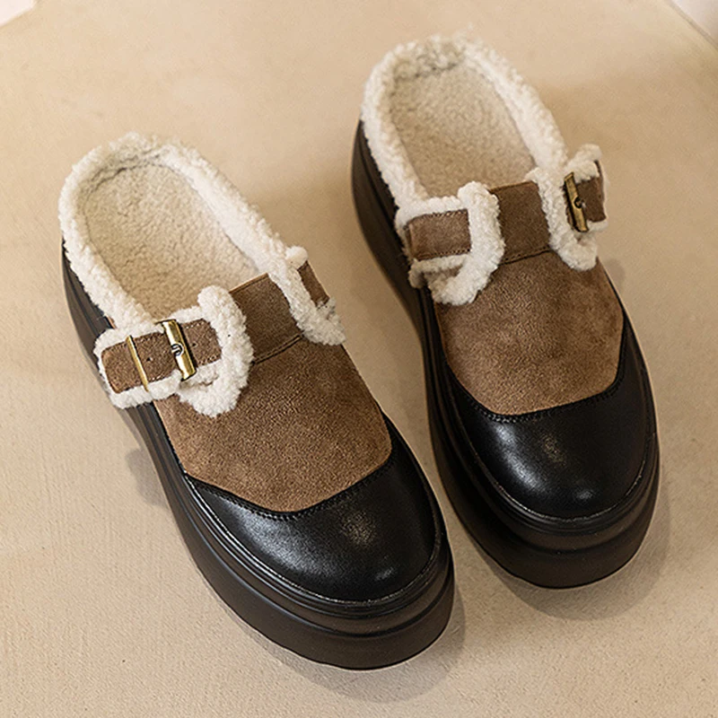 Женские зимние туфли на платформе теплые плюшевые женские Зимние полуботинки из