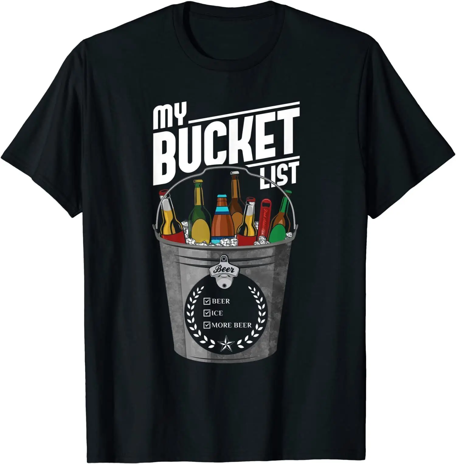 My Bucket List Funny B Er Drinking Short Sleeve Print Men T Shirt Casual Streetwear O-Neck Japanese T Shirt Fashion T-shirt Tees