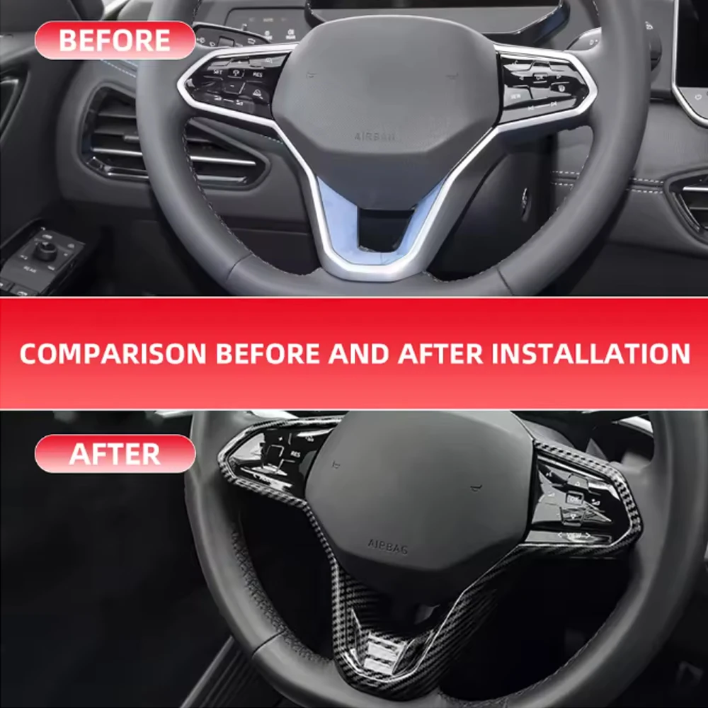 Фото Для VW ID4, ID3, ID6 Crozz 2021-2025, Jetta 2022-2026, Tiguan, Caddy IV, Polo 2020-2025: накладка на панель рулевого колеса автомобиля №1