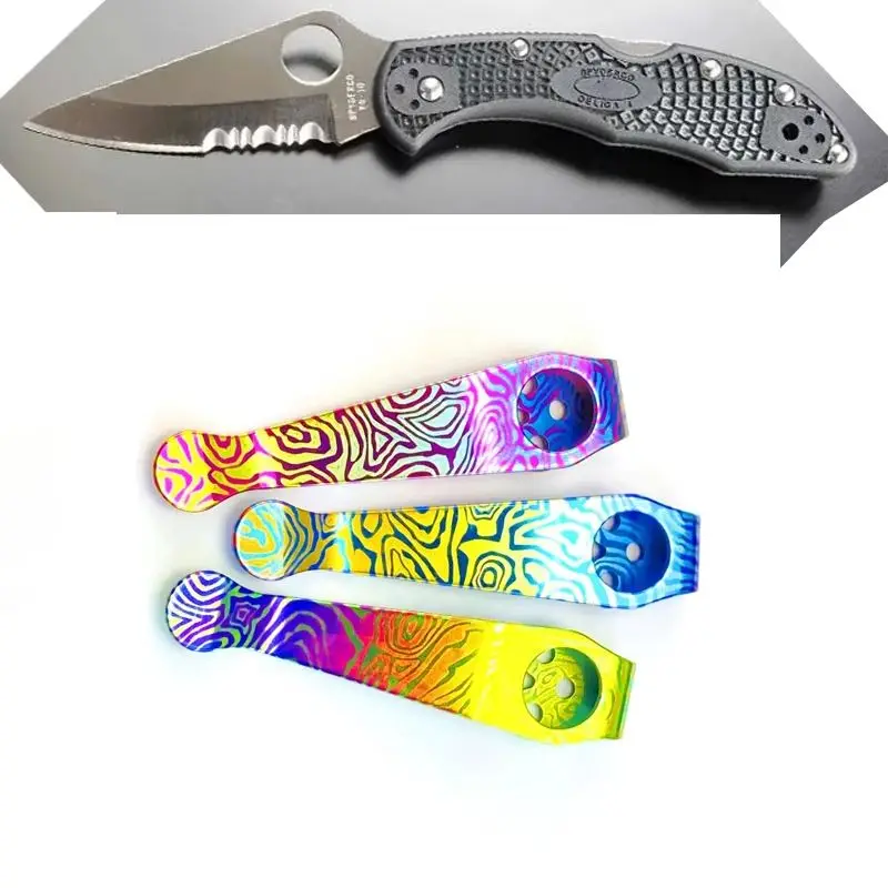Фото 3 цвета, красочный титановый карманный зажим для ножа для Spyderco C81 Paramilitary 2 Endura4 C10 Manix2 C11 Delica4 G10 Police Para3 №1