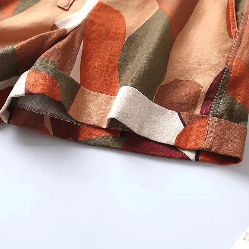 Maxdutti  2023 Summer Shorts Indie Folk Camouflage Print Fashion Bermuda Harem Casual Shorts Women