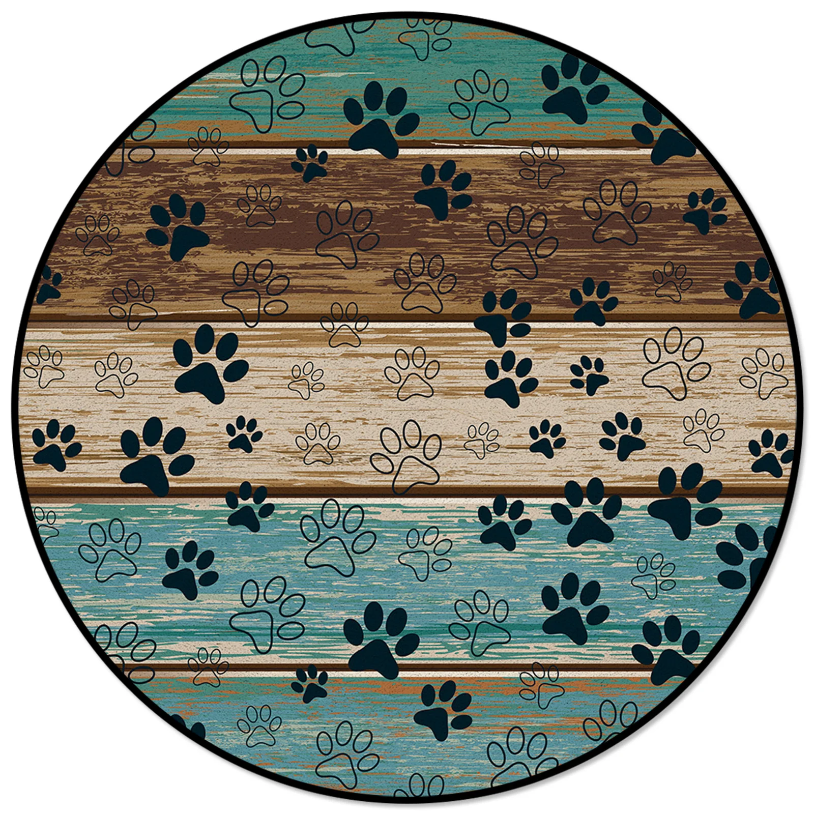 

Paws Blue Wood Grain Tile Pattern Pattern Rugs And Carpets For Home Living Room Round Rug For Children Rooms Non-slip