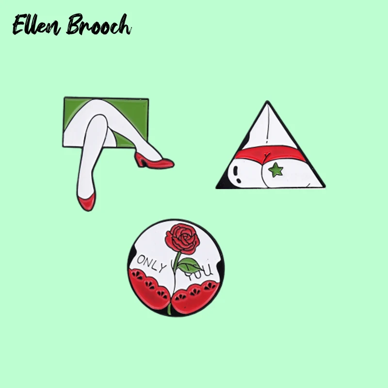 

Only You Enamel Pins Sexy Butt Bra Rose Sexy Women Brooch Lapel Badges Jewelry Gift for Friends