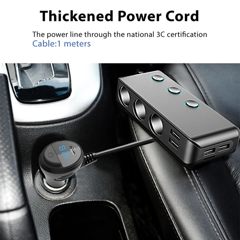 

Car Charger Adapter High-power Car Cigarette Lighter Fast Charge QC3.0+PD20W+ Separate PD Port Car Phone Charger 120W 12/24V