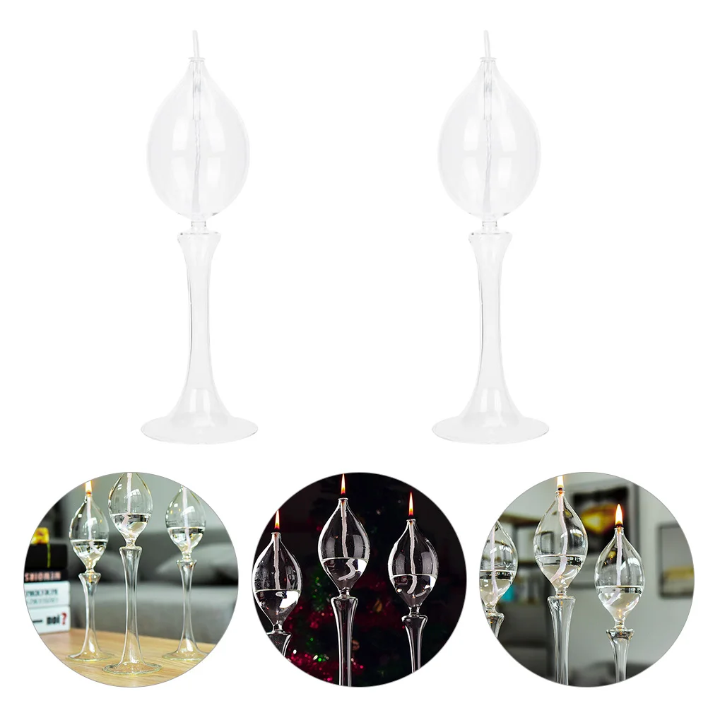 

2pcs Decorative Candleholder Dining Table Candlestick Party Glass Candle Stand