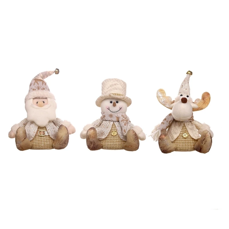 

Christmas Santa Plush Statue Figurine LED Festive Ornament Sitting Santa