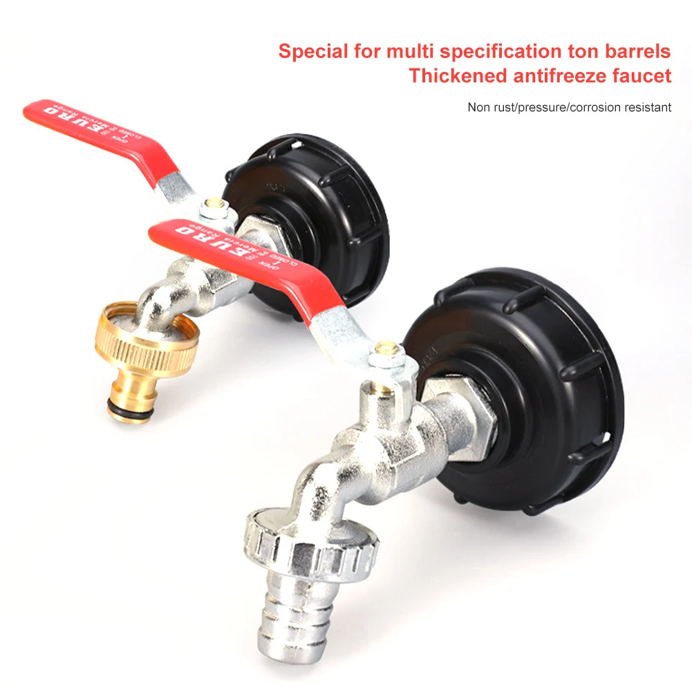 

UYANGG Durable IBC Tank Tap Adapter S60*6 Coarse Thread to 1/2'' 3/4'' Connector Replacement Valve Garden Home Valve Fitting