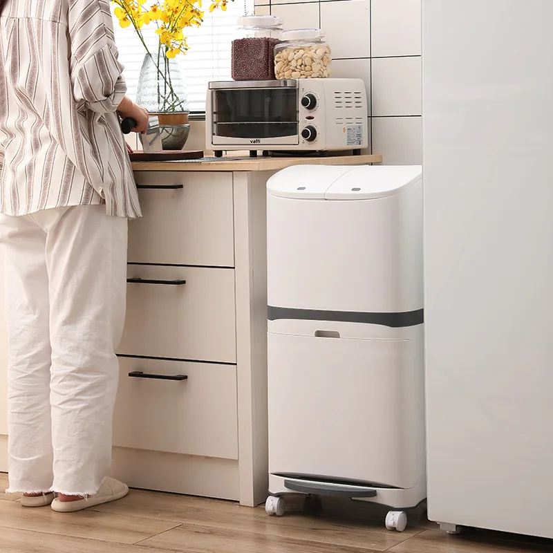 

Camping Garden Nordic Trash Can Lid Outdoor Modern Design Plastic Office Trash Can Kitchen Sorting Lixeira Household Items