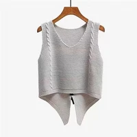 spring autumn new female sweater knitted vest college student girls short pullover sweet top clothing swallowtail vest gray