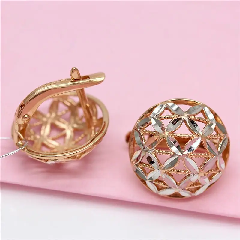 

Russia Purple Gold Round Hollow Earrings Classic Fashion Ins Temperament Wild Luxury Round Buckle Women's Earrings Luxury