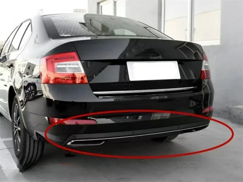 Для Skoda Octavia 4dr 5dr 2014-2017 Высококачественный черный полипропиленовый диффузор заднего бампера, задняя губа автомобиля с хромированной линией (art.: 3920cb9ec596d) - 3920cb9ec596d