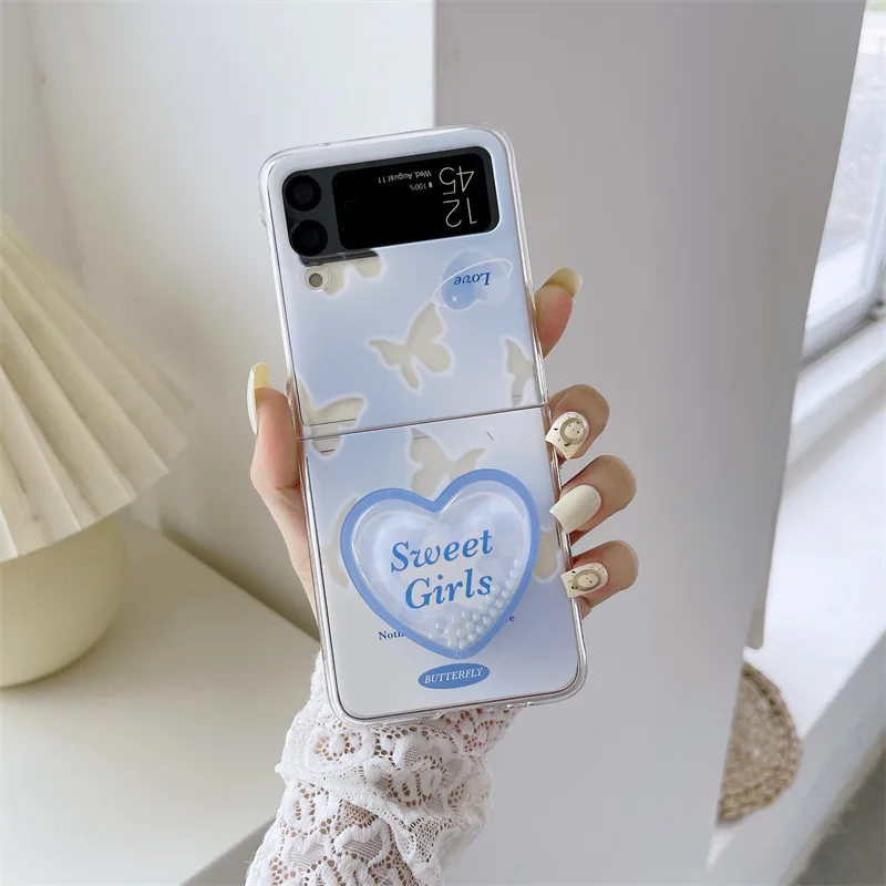 

Butterfly Phone Stand Case for Samsung Galaxy Z Flip 3 Z Flip 4 Hard PC Back Cover for ZFlip3 ZFlip4 Case Protective Shell