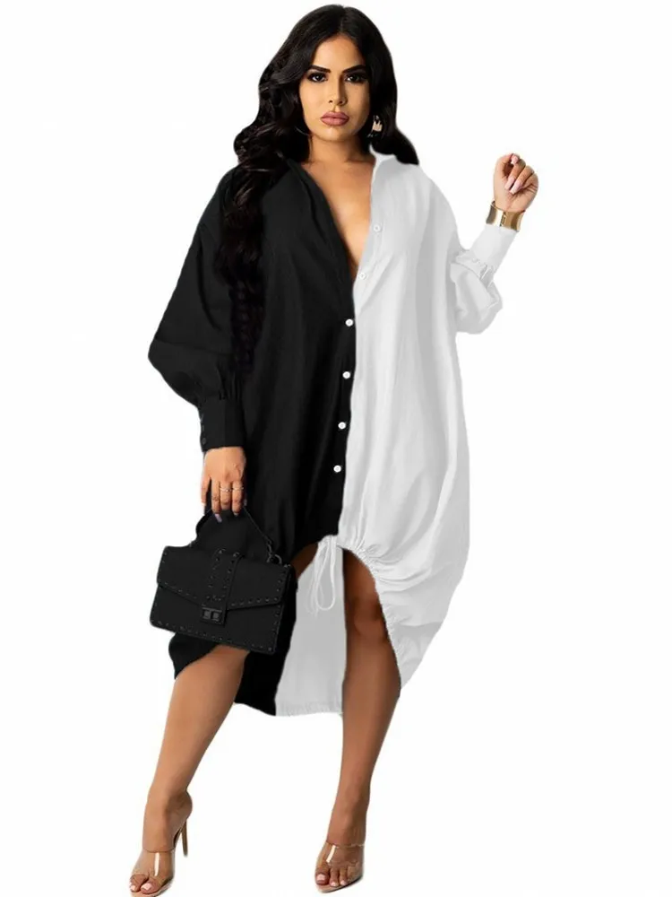 Женское платье в африканском стиле осень 2023 новое однотонное модное