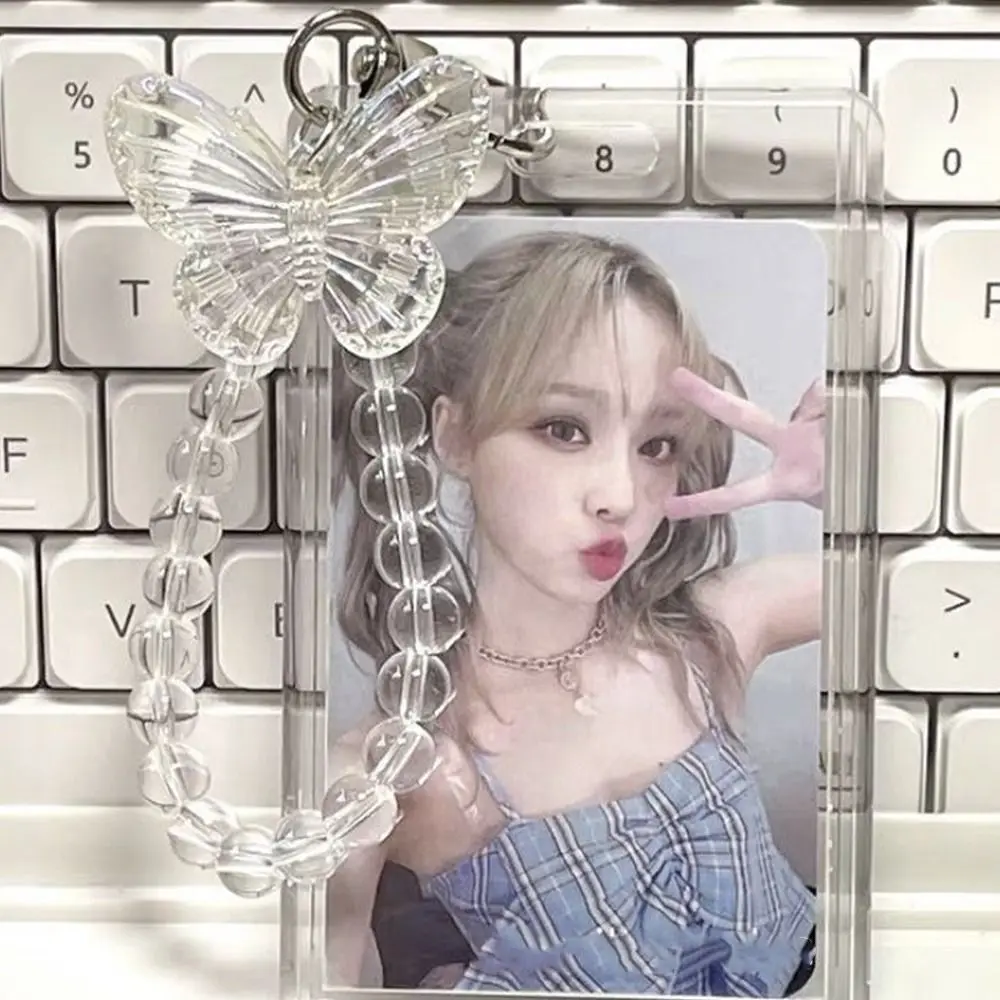 

Ins Transparent Kpop Photo Frame Keychain Crystal Butterfly Pendant DIY Insert Photoes Photocard Heart Keyring Idol Card Holder