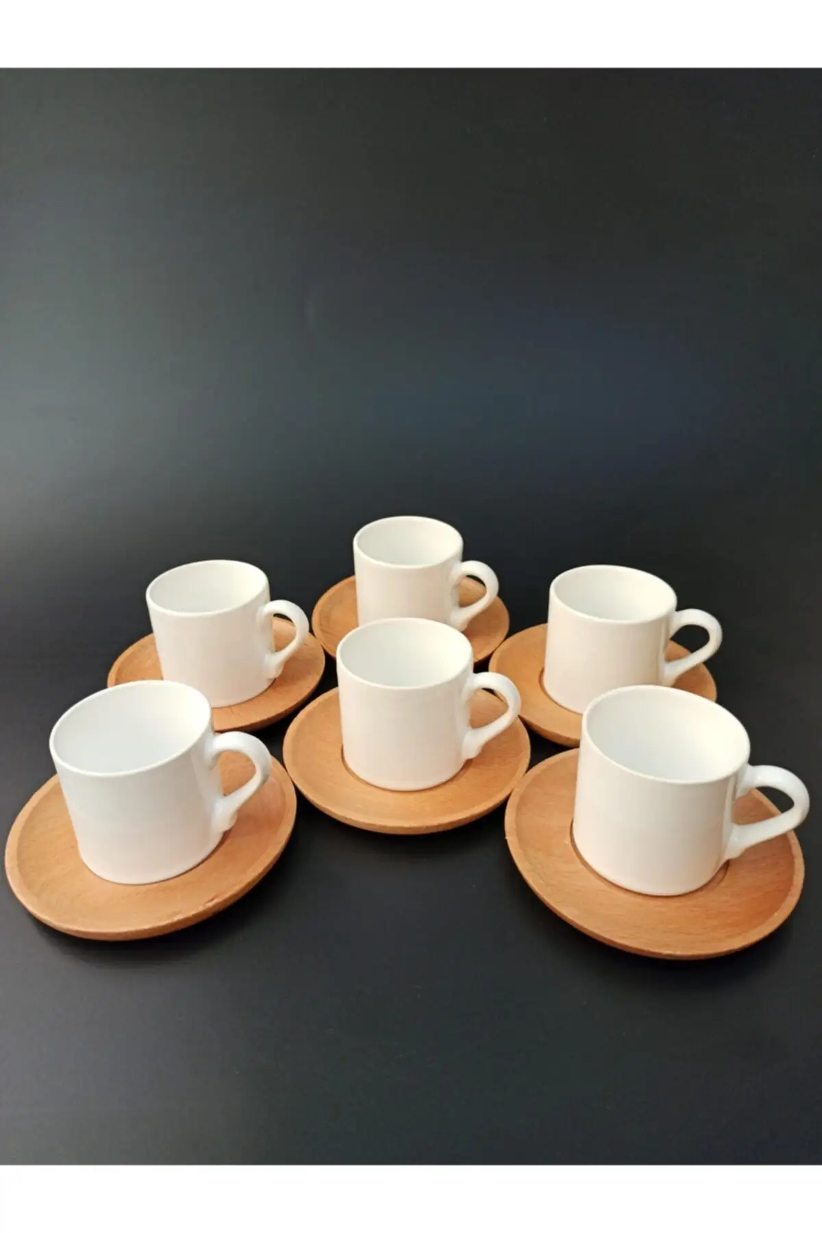 

Amazing Turkish Greek Arabic Coffee & Espresso Cup Set Wooden Coffee Set 6 Psc.