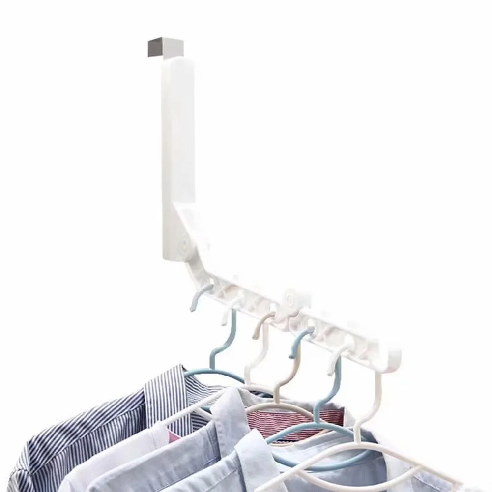 

5 Hole Foldable Organizer Door Hanging Clothes Hanger Drying Practical Rack With Hook Space Saving Coat Holder Closet Storage