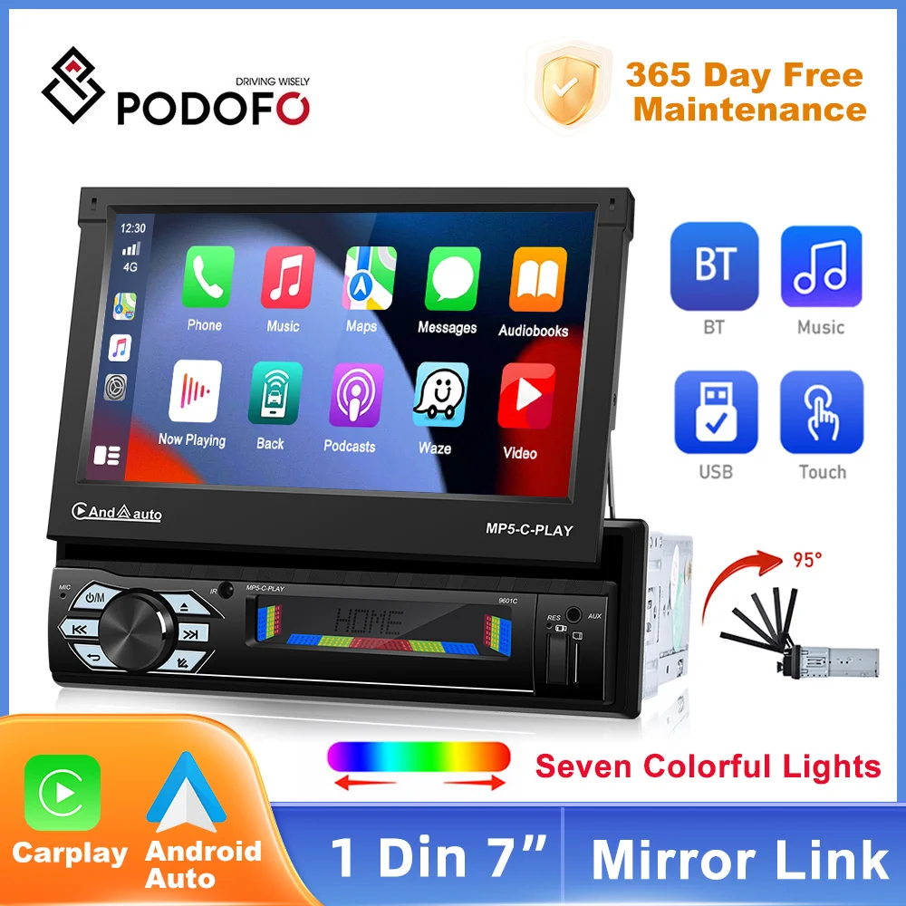 Универсальный Автомобильный Мультимедийный Плеер Podofo Android 10 7 Дюймов IPS-сенсорный