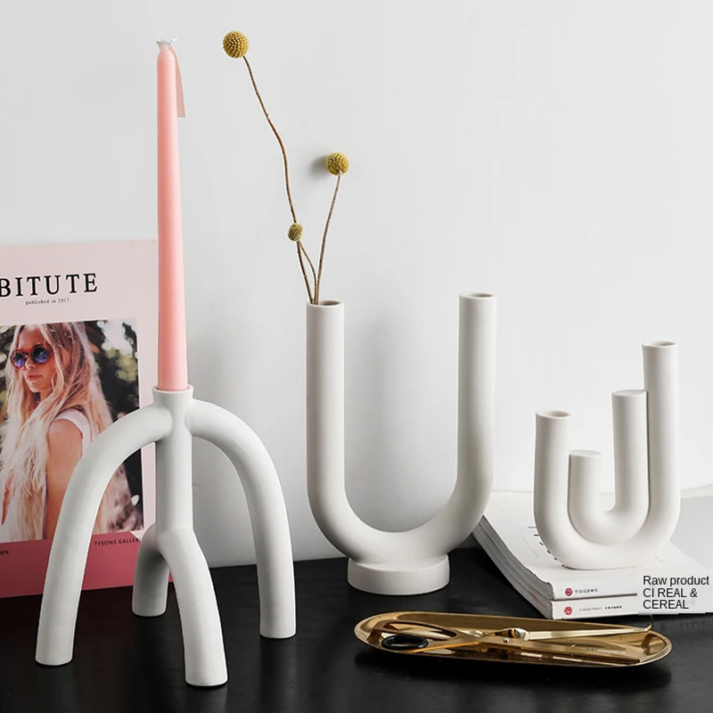 S U Shape Water Pipe Living Room Scandinavian Candle Stand Home Ornament