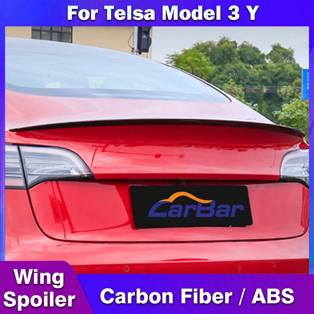 

Carbar For Tesla Model 3 Y 17-22 Rear Trunk Spoiler Winds Spoiler Lip Carbon Fiber ABS Wing Spoiler Car Styling Accessories