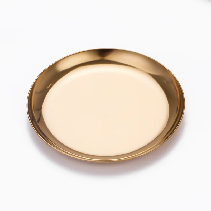 Golden Metal Storage Trays High Quality 430 Stainless Steel Jewelry Display Plate Sundries Organizer Desk Dresser Accessories |