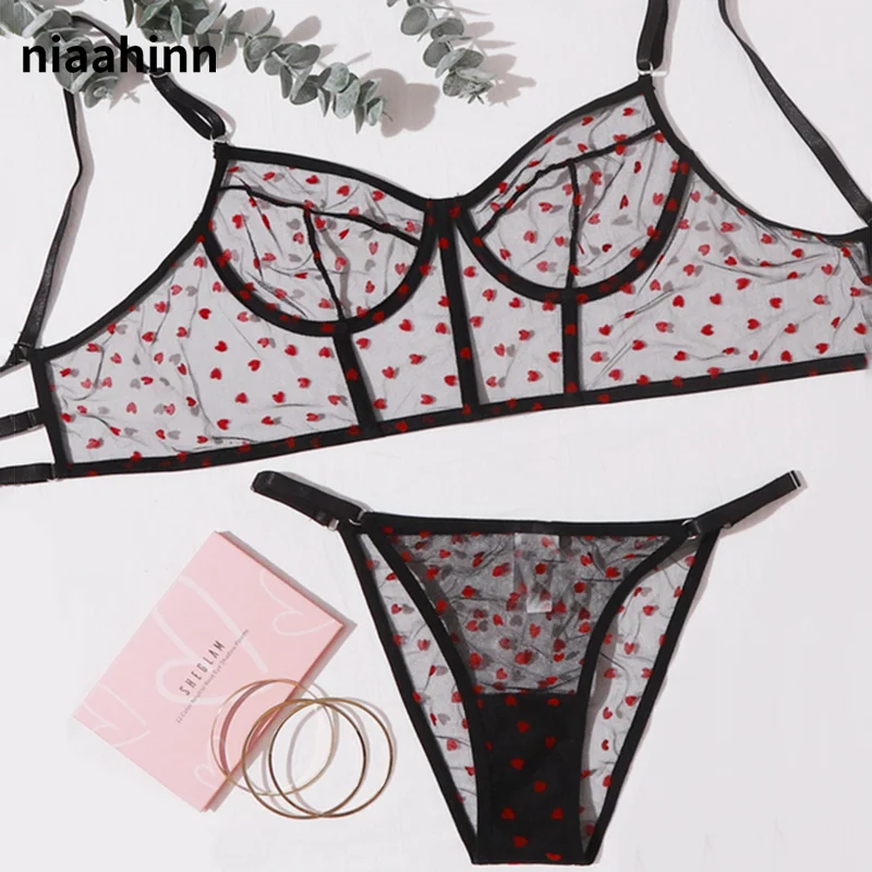 

High Quality Sheer Lace Top Bra Garter Thong Exotic Bandage Hot Lingerie Set Wholesale Lace Erotic Hot Women Sexy Bra Briefs Set