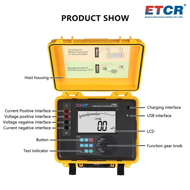 ETCR3700 ETCR3700C Измеритель низкого сопротивления постоянного тока 1 мОм ~ 30 0 кОм