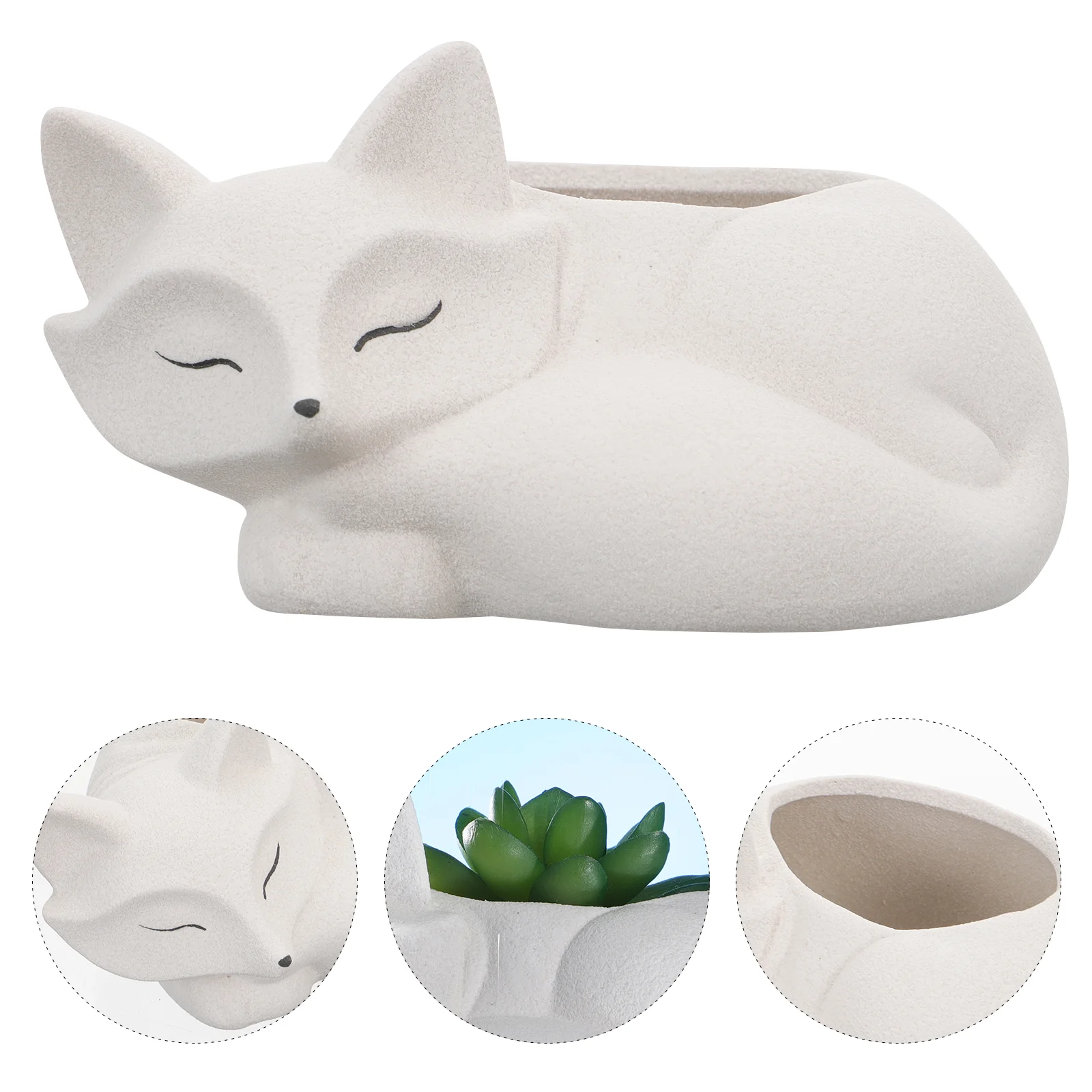 

Planter Flower Ceramic Pots Animal Succulent Flowerpot Planters Cute Fox Shaped Minipot Resin Animals Desktop Container