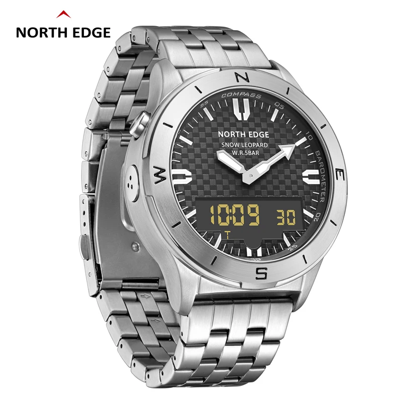 

Military Mens Digital Sport Watch For Men Steel Band Waterproof 50M Altimeter Barometer Compass Military Wristwatch Relogio