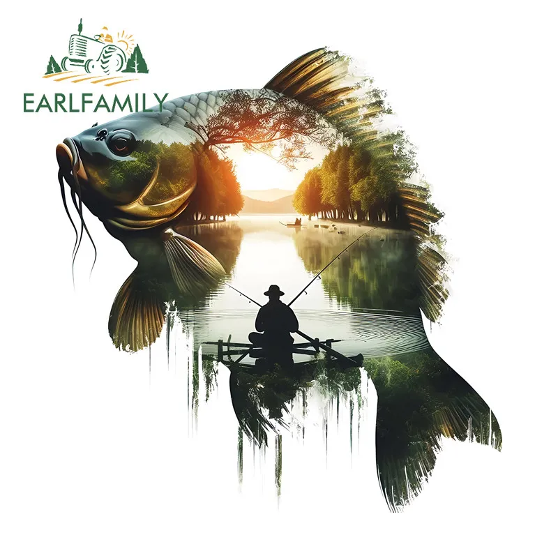 

EARLFAMILY натуральные наклейки для автомобиля для рыбалки, караван, лобовое стекло, наклейка для ноутбука, индивидуальная окклюзия, царапины, водонепроницаемый автомобильный Стайлинг
