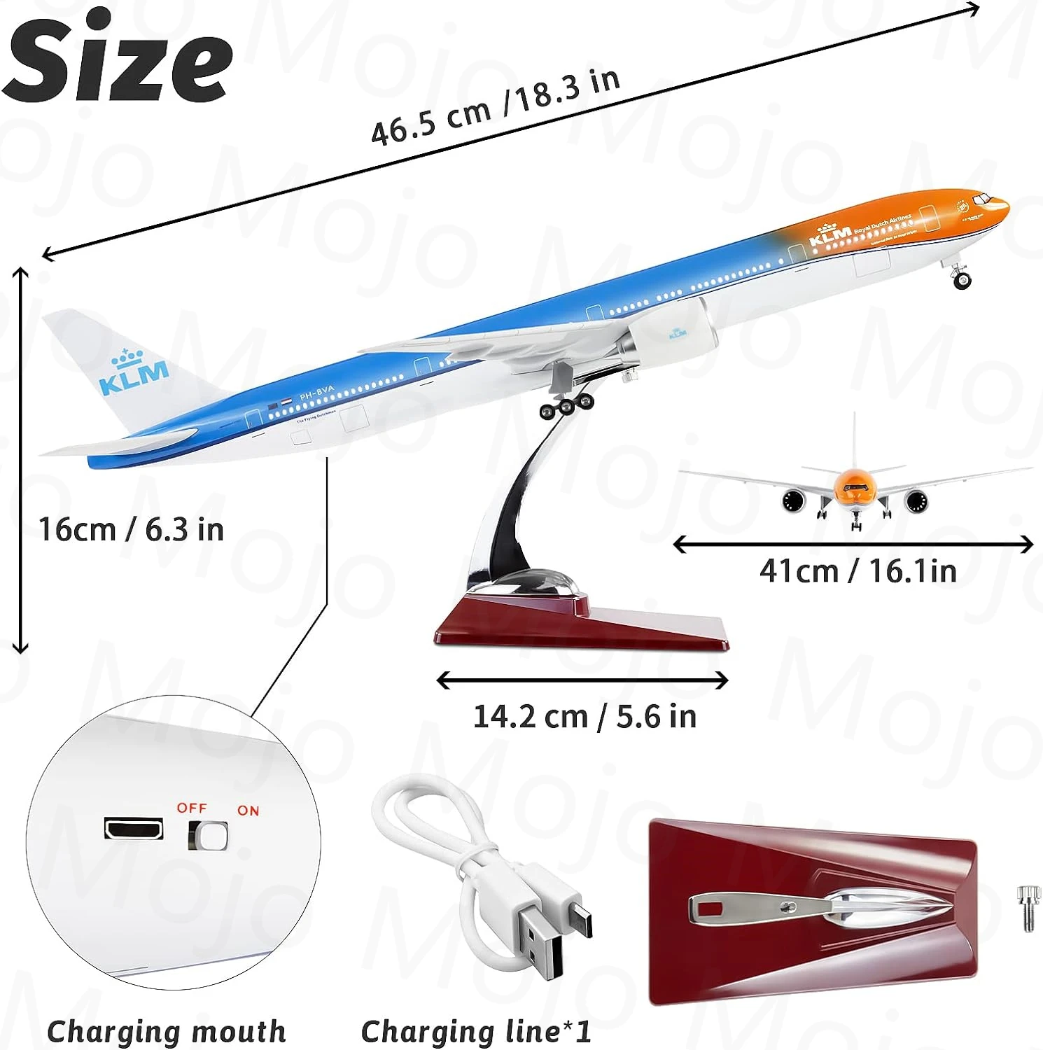 Масштаб 1:157 47 см большая модель самолета 777 Голландии KLM Боинг B777 литые самолеты с