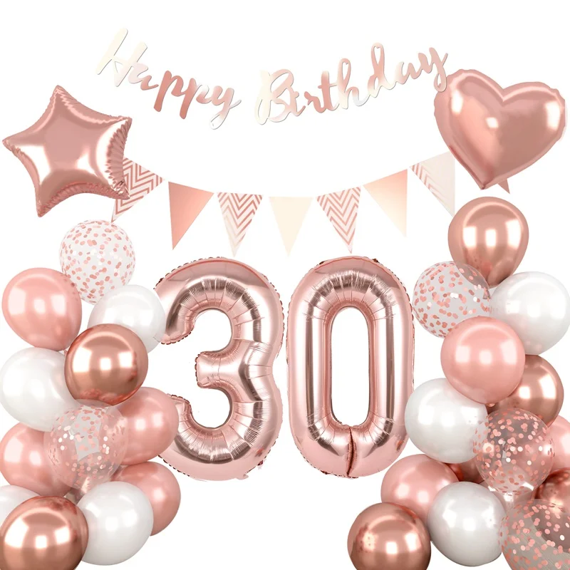 

Rose Gold Birthday Balloon Set Digit Number Helium Foil Balloons 30 40 50 Happy Birthday Party Decoration Figures Globos