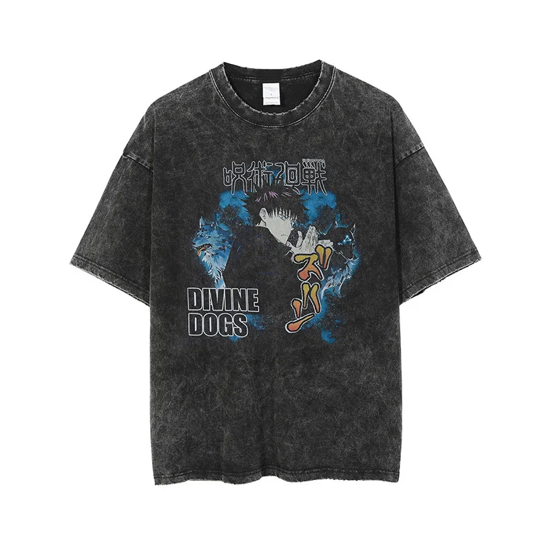 

Футболка мужская оверсайз с принтом юютджусу Kaisen, хлопковая Свободная рубашка с короткими рукавами в стиле хип-хоп, с эффектом потертости, у...