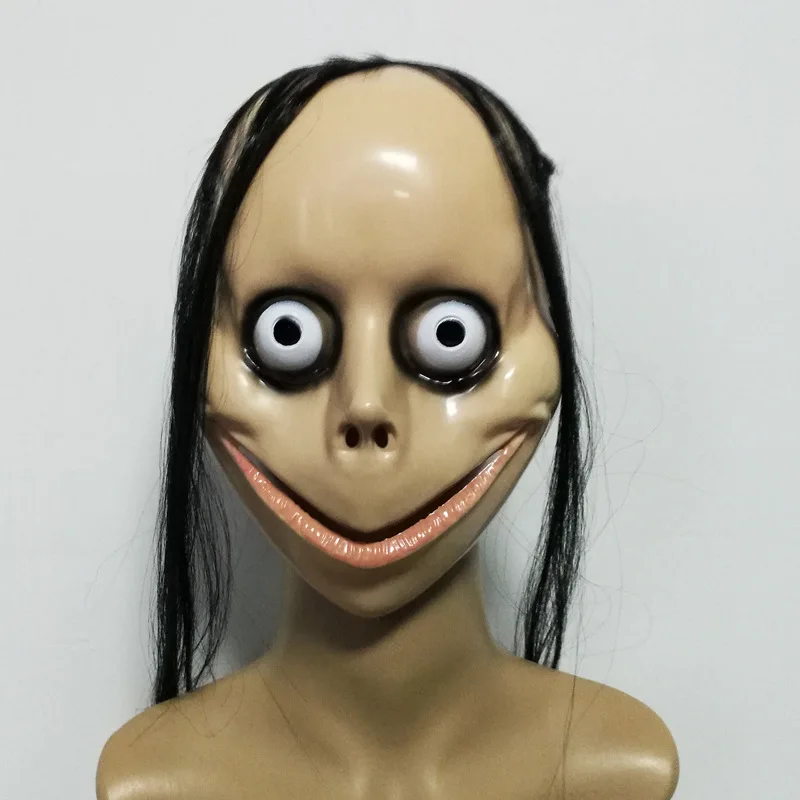 

Horror Halloween Masks with Hair Cosplay MOMO Mask for Party Scary Costume Ghost Mask Decoration DIY Accessories Oni Eyes Mask