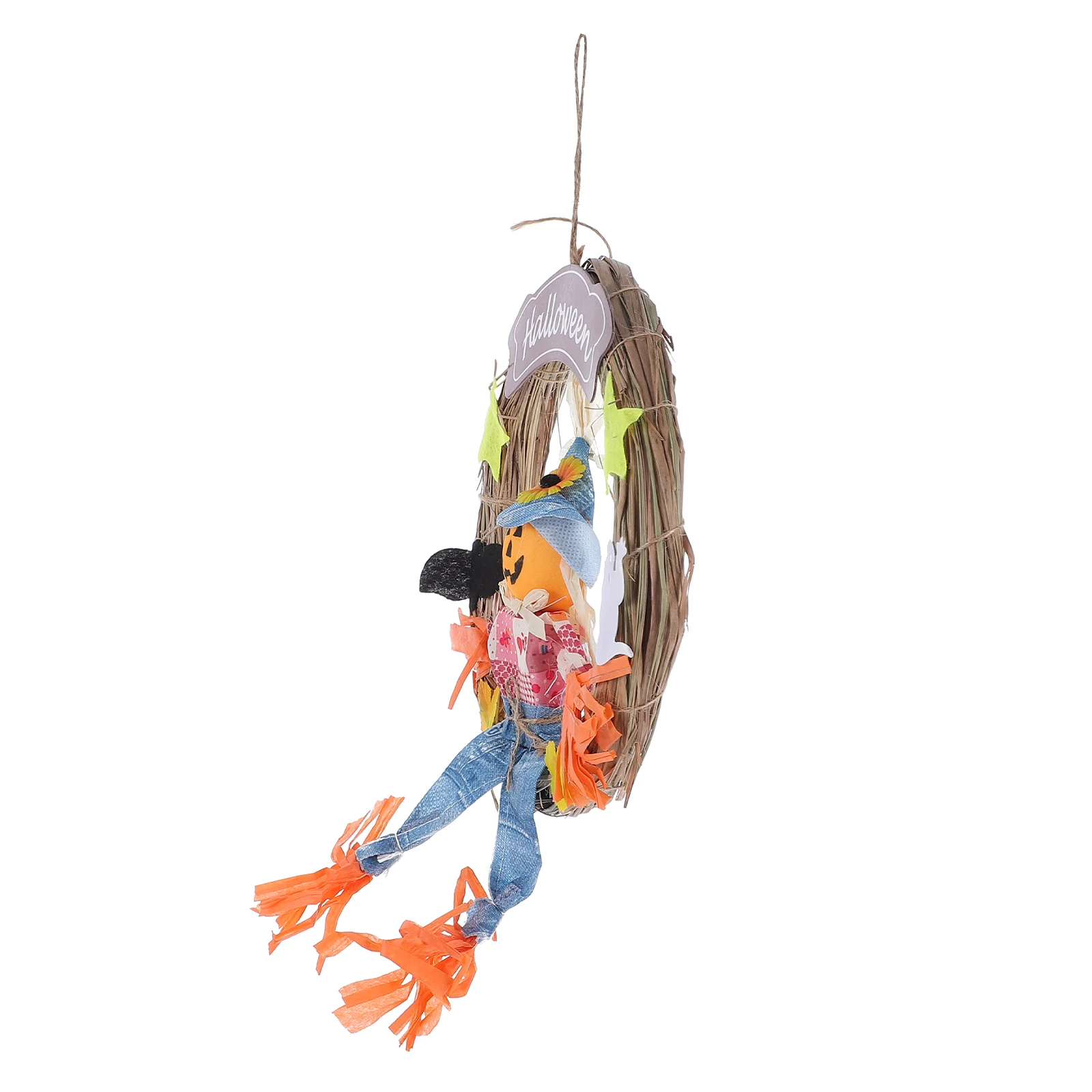 

1pc Welcome Door Garland Scarecrow Door Wreath Hanging Pendant for Dorm Party